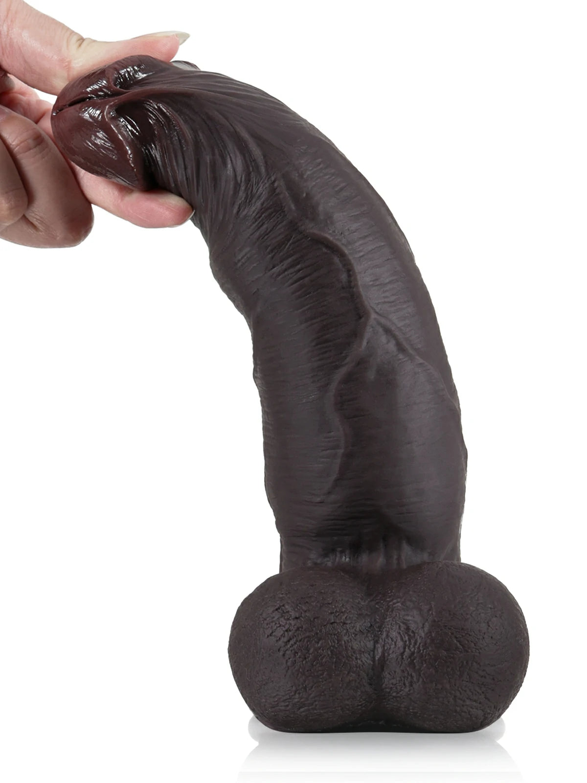 Joshua 9.2" x 2.2" Sliding Skin Black Dildo with Sculpted Glans