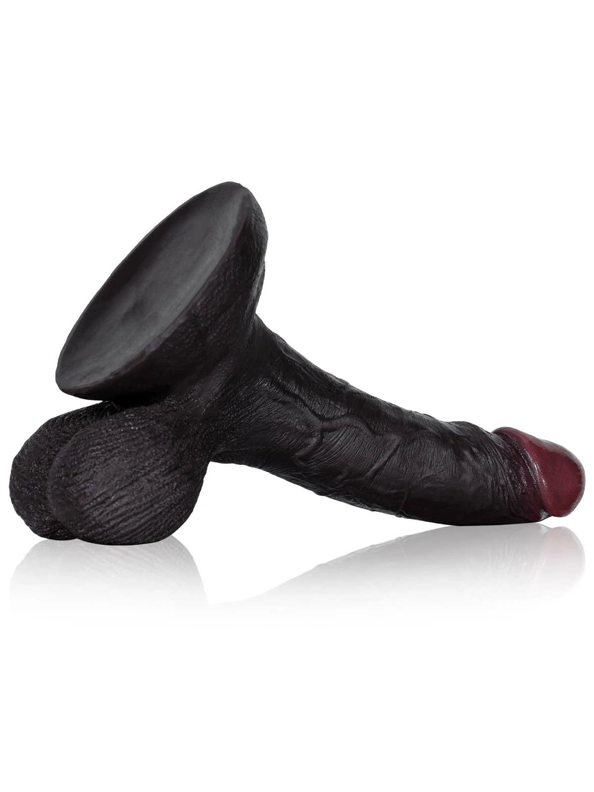 Kellz 7.6" x 1.7" Realistic Black Dildo with Pleated Texture and Movable Balls
