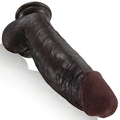 Kimi 8.6" x 2.22" Thick Realistic Black Dildo with Sculpted Head and Veined Texture