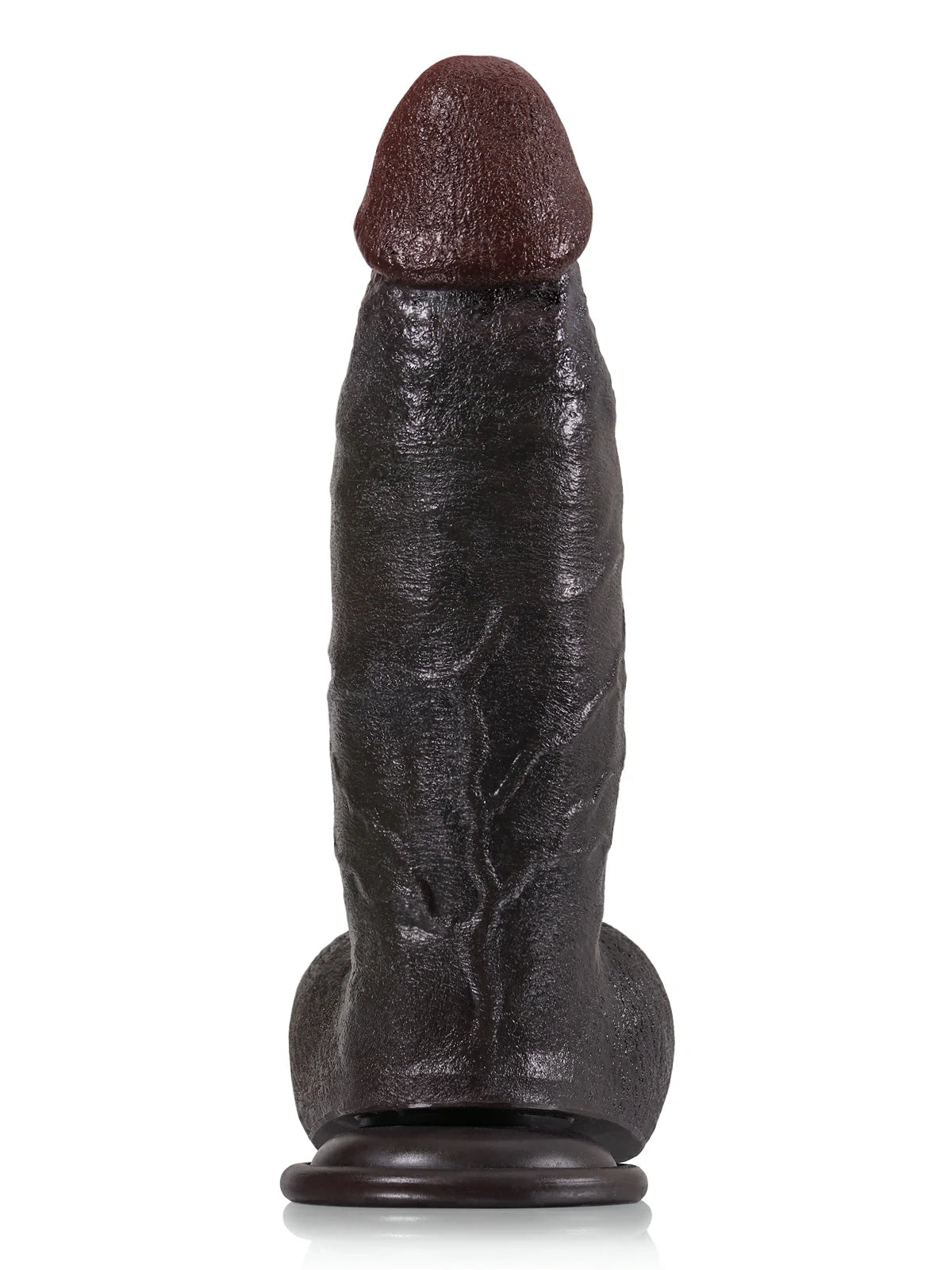 Kimi 8.6" x 2.22" Thick Realistic Black Dildo with Sculpted Head and Veined Texture