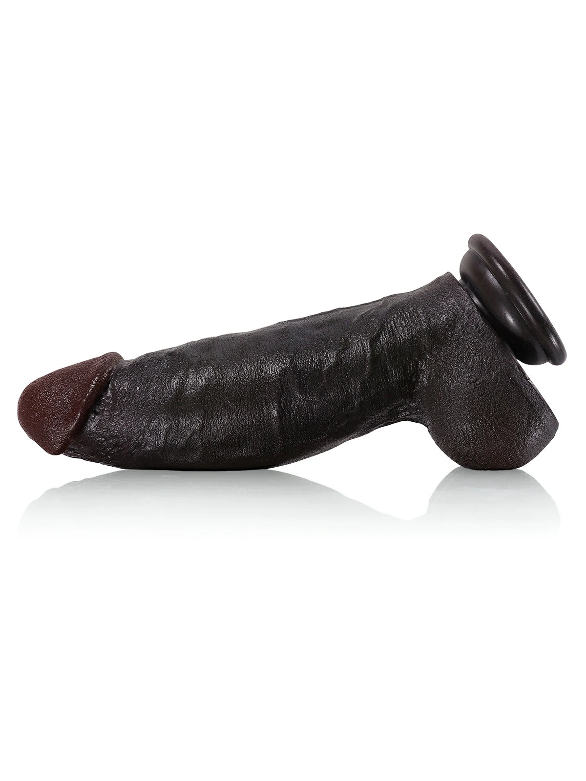 Kimi 8.6" x 2.22" Thick Realistic Black Dildo with Sculpted Head and Veined Texture