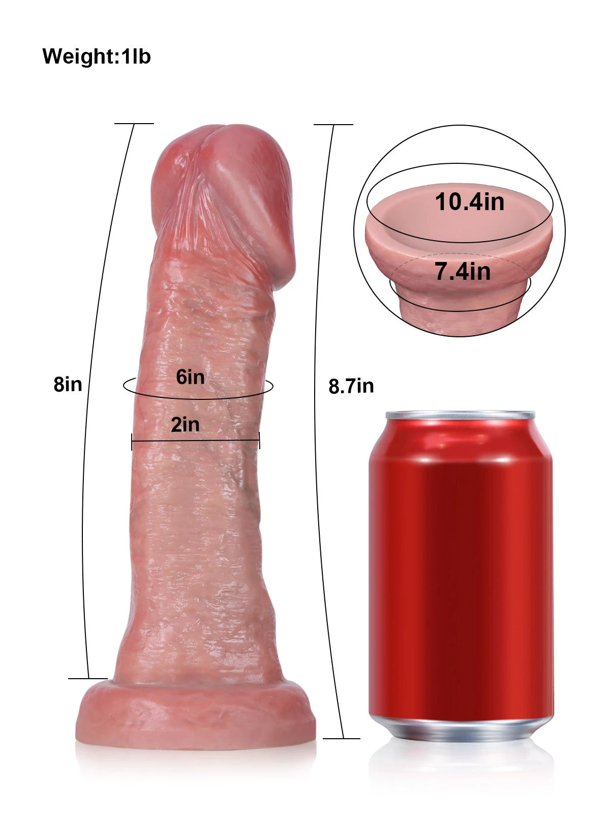 Lawyer 8.7" x 2" Realistic Soft Dildo – Big Mushroom Head (No Balls)