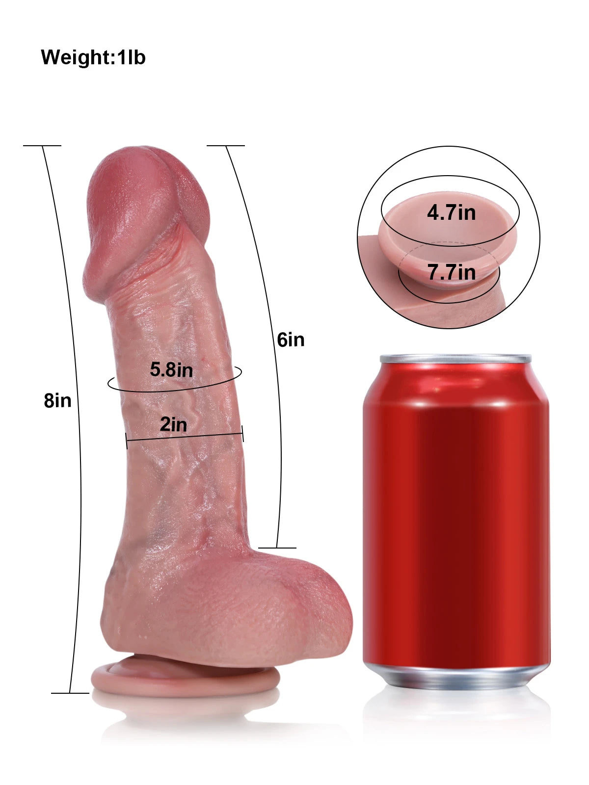 Lewis 8" x 2" Beginner Curved Realistic Dildo with Sculpted Glans and Suction