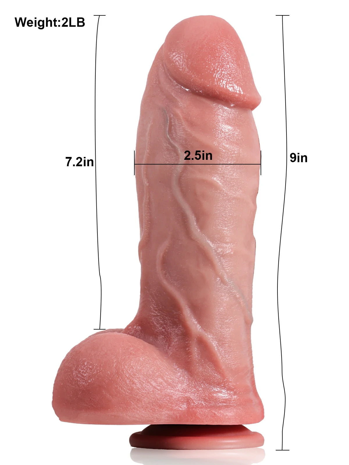 Mason 9" × 2.5" Extra Thick Remote Control Heated Dildo