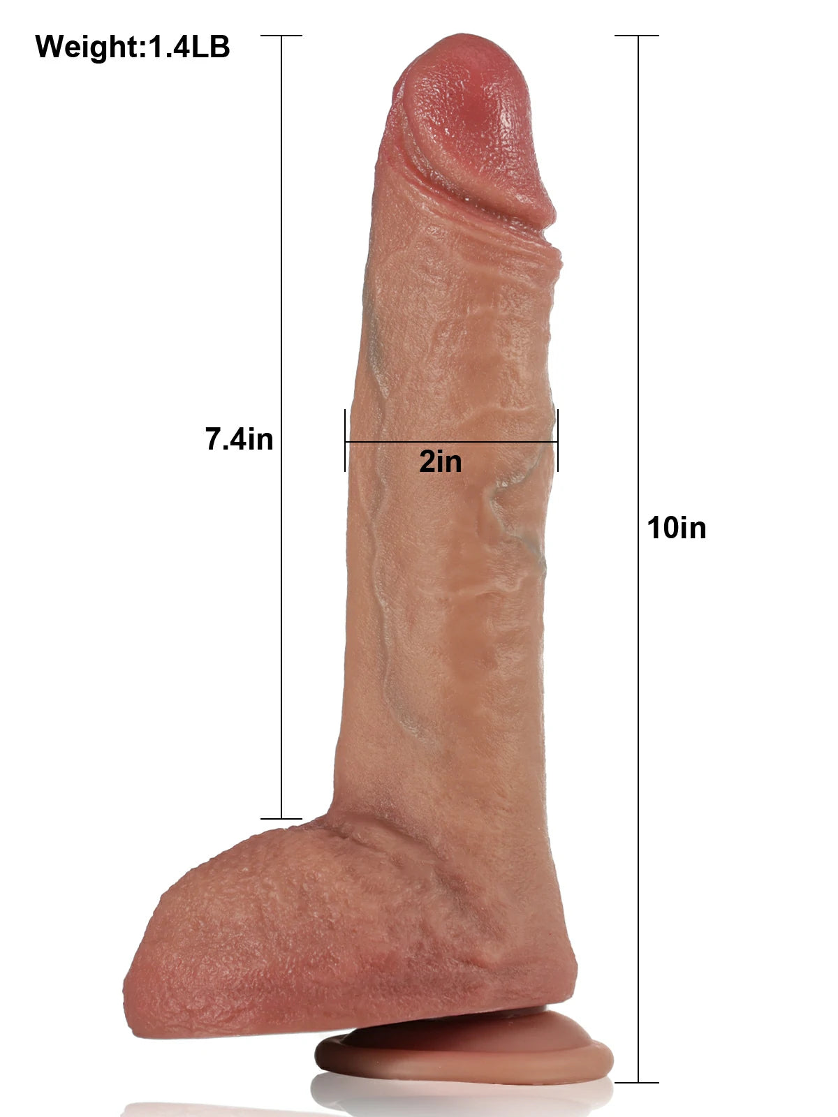Matthew 10" × 2" Brown Fast Thrusting Heating Dildo