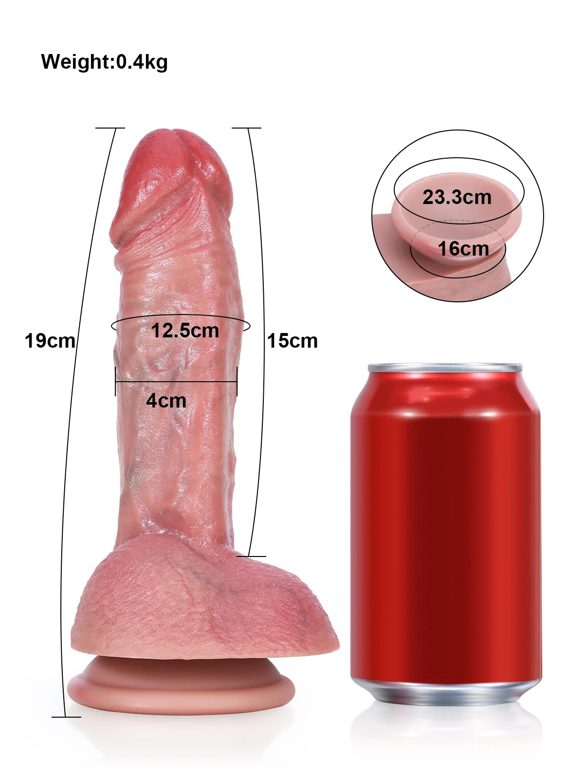 Mike 7.5" x 1.6" Realistic Soft Dildo for Beginners with Raised Ridge & Balls