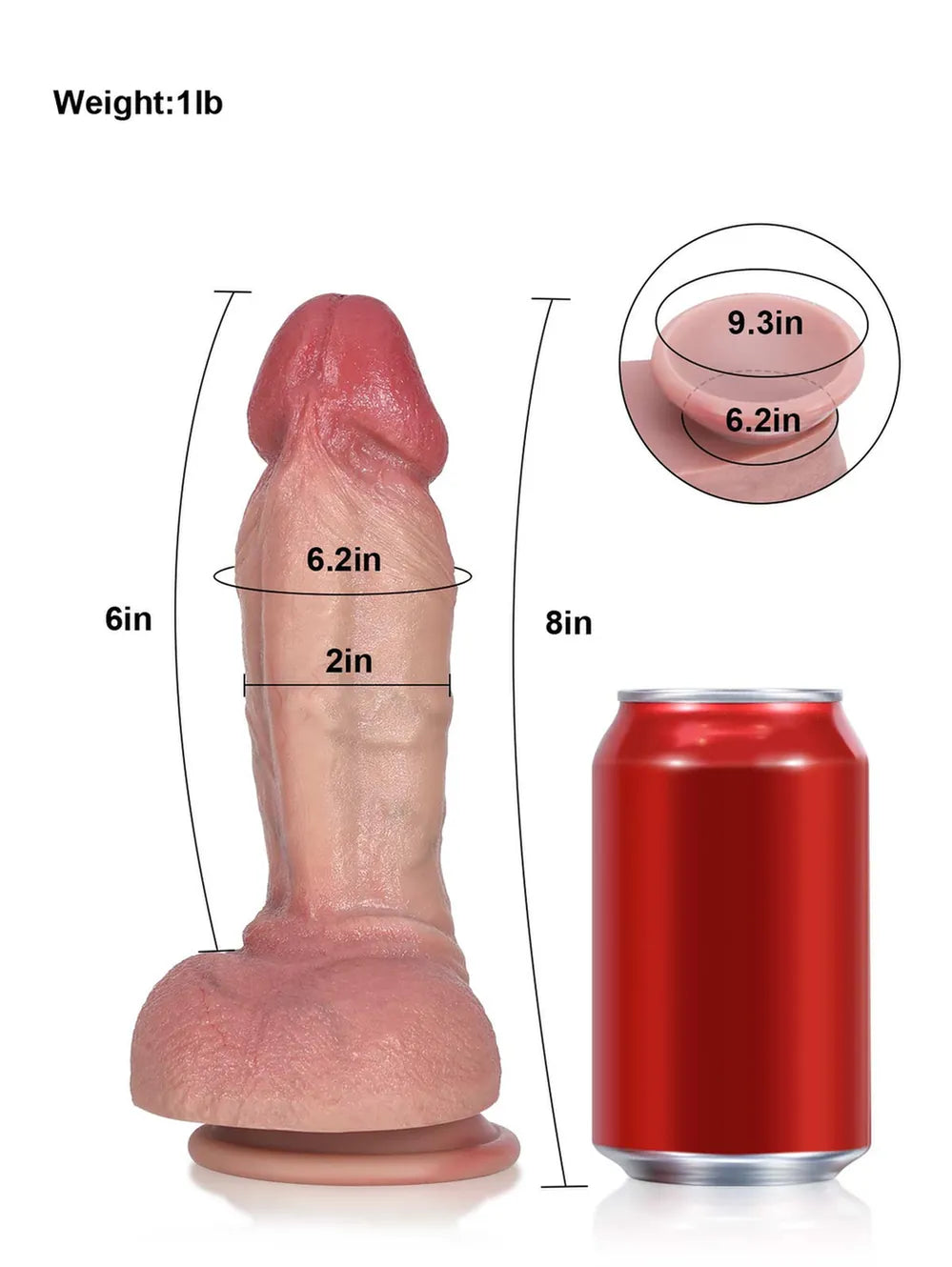 Noah 8" x 2" Beginner Curved Dildo with Sculpted Glans and Suction Base