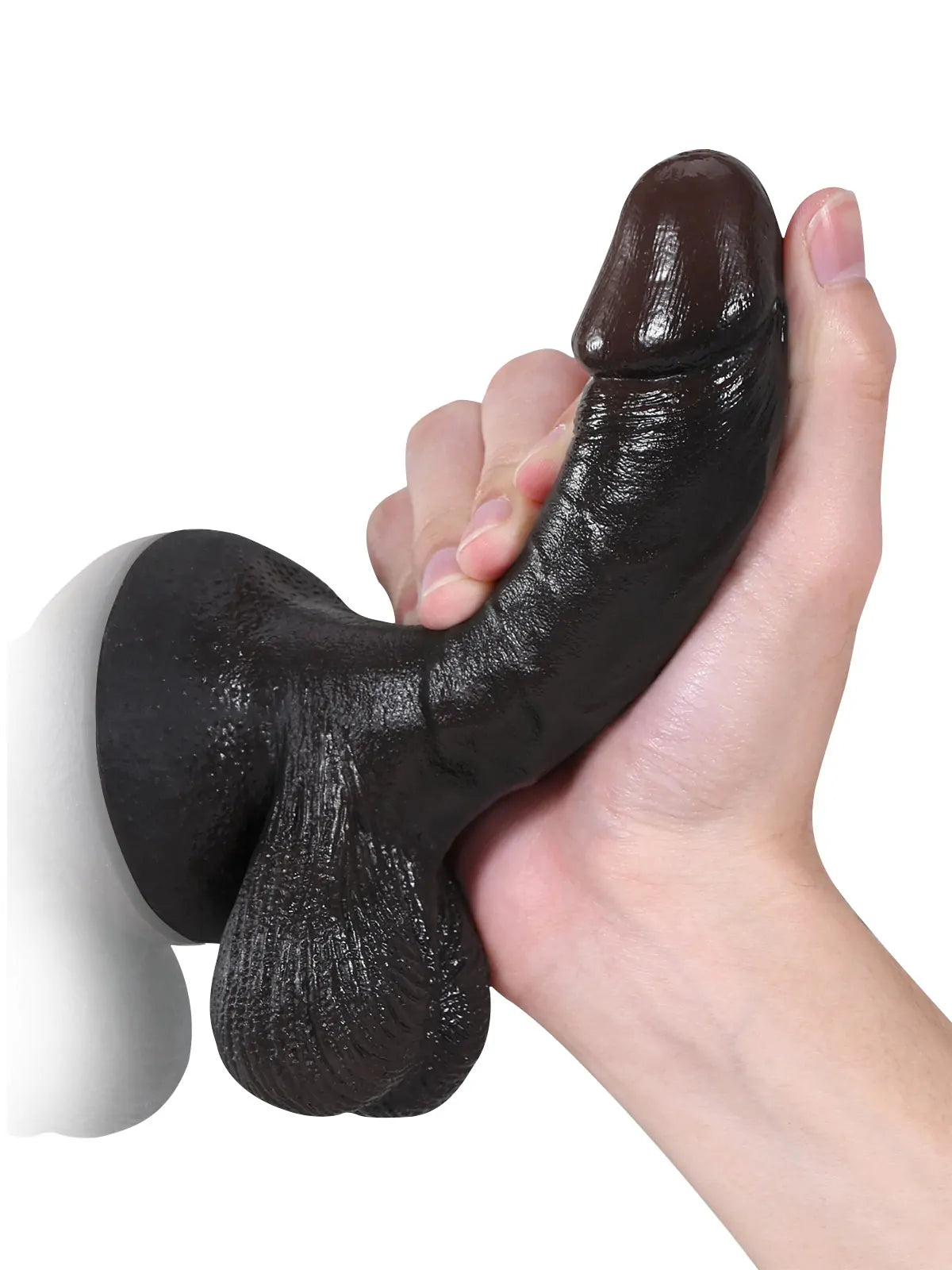 Smith 6" x 1.3" Compact Black Dildo, Tapered Head and Movable Balls