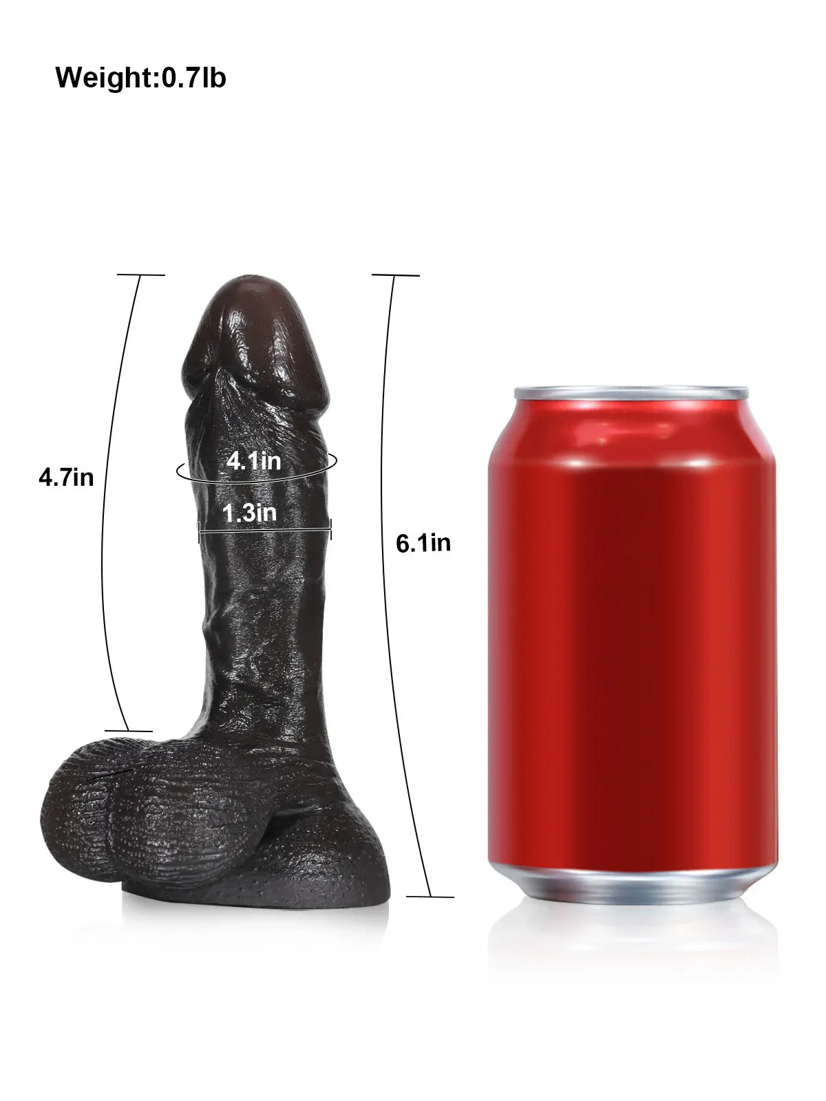 Smith 6" x 1.3" Compact Black Dildo, Tapered Head and Movable Balls
