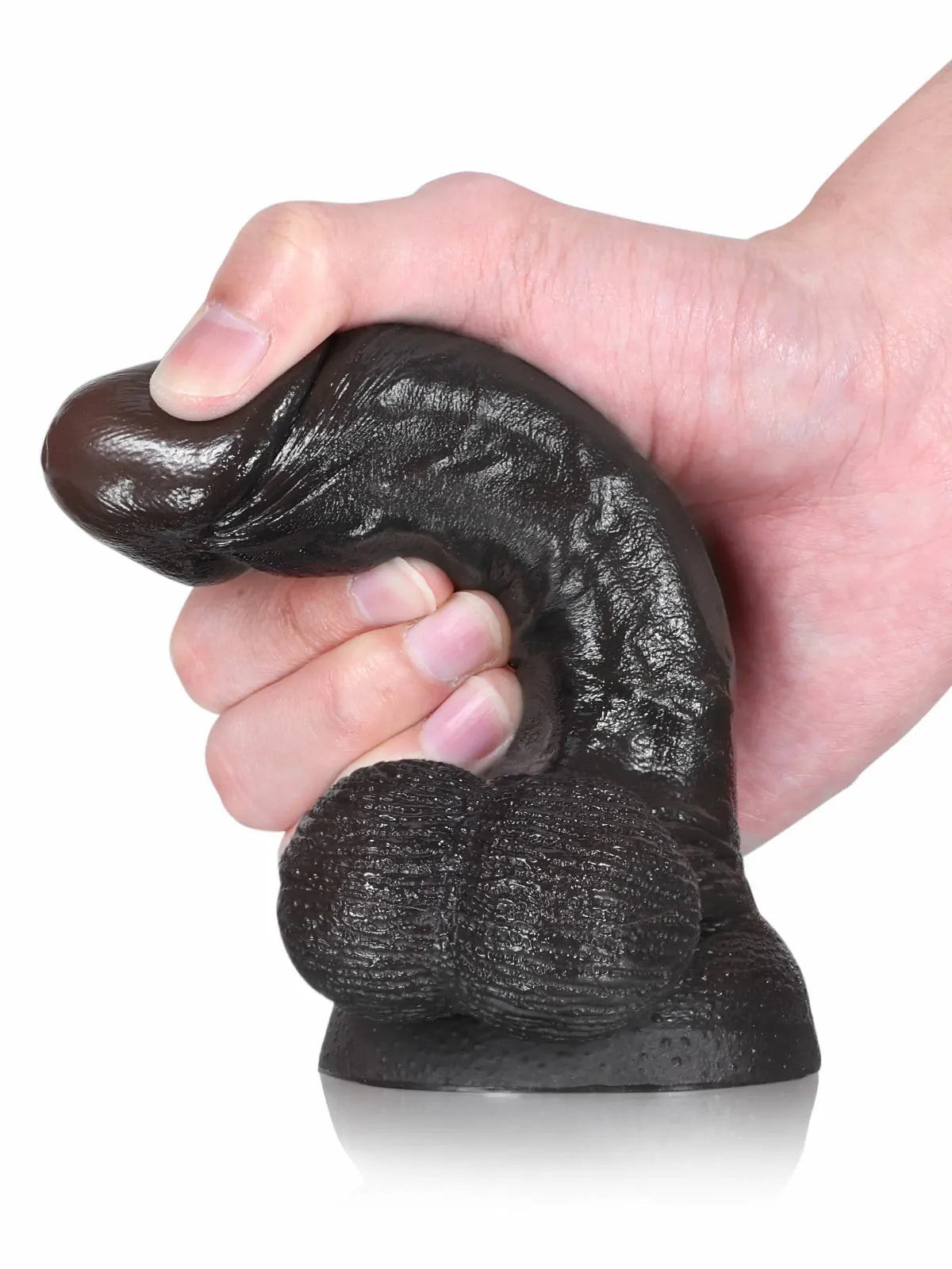 Smith 6" x 1.3" Compact Black Dildo, Tapered Head and Movable Balls