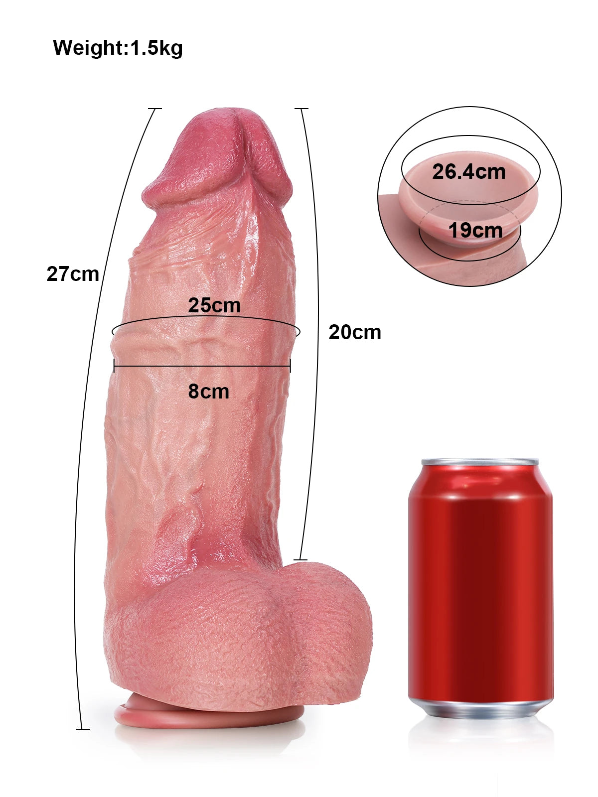 Thor 9" x 2.4" Thick Rounded Realistic Dildo with Plump Shaft and Veins