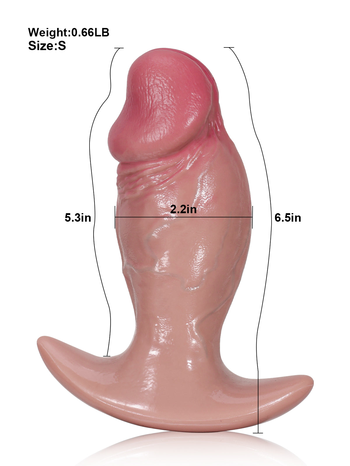 Torpedo 8.4" x 3" Thick Realistic Dildo with Ergonomic Handle and Pink Sculpted Head