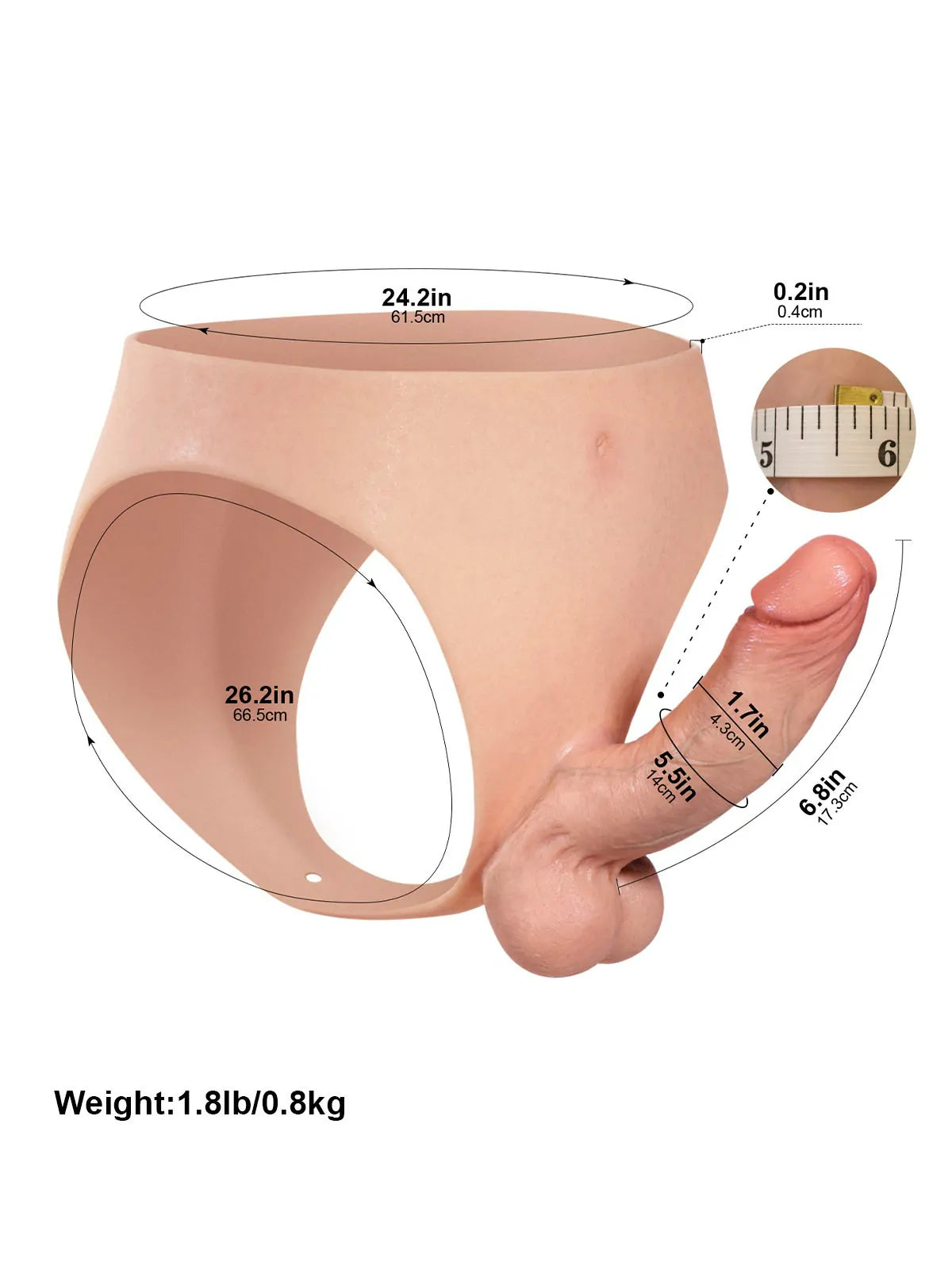 Wearable Silicone Strap-On with Bendable Core, Firm Shaft & Adjustable Waistband