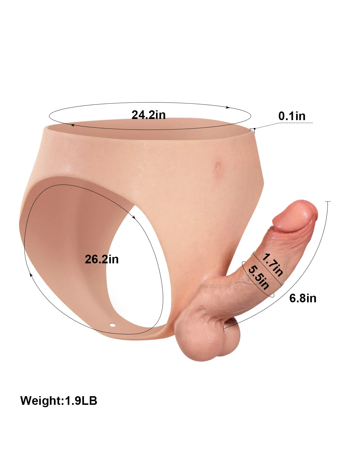 Wearable Silicone Strap-On with Bendable Core, Firm Shaft & Adjustable Waistband