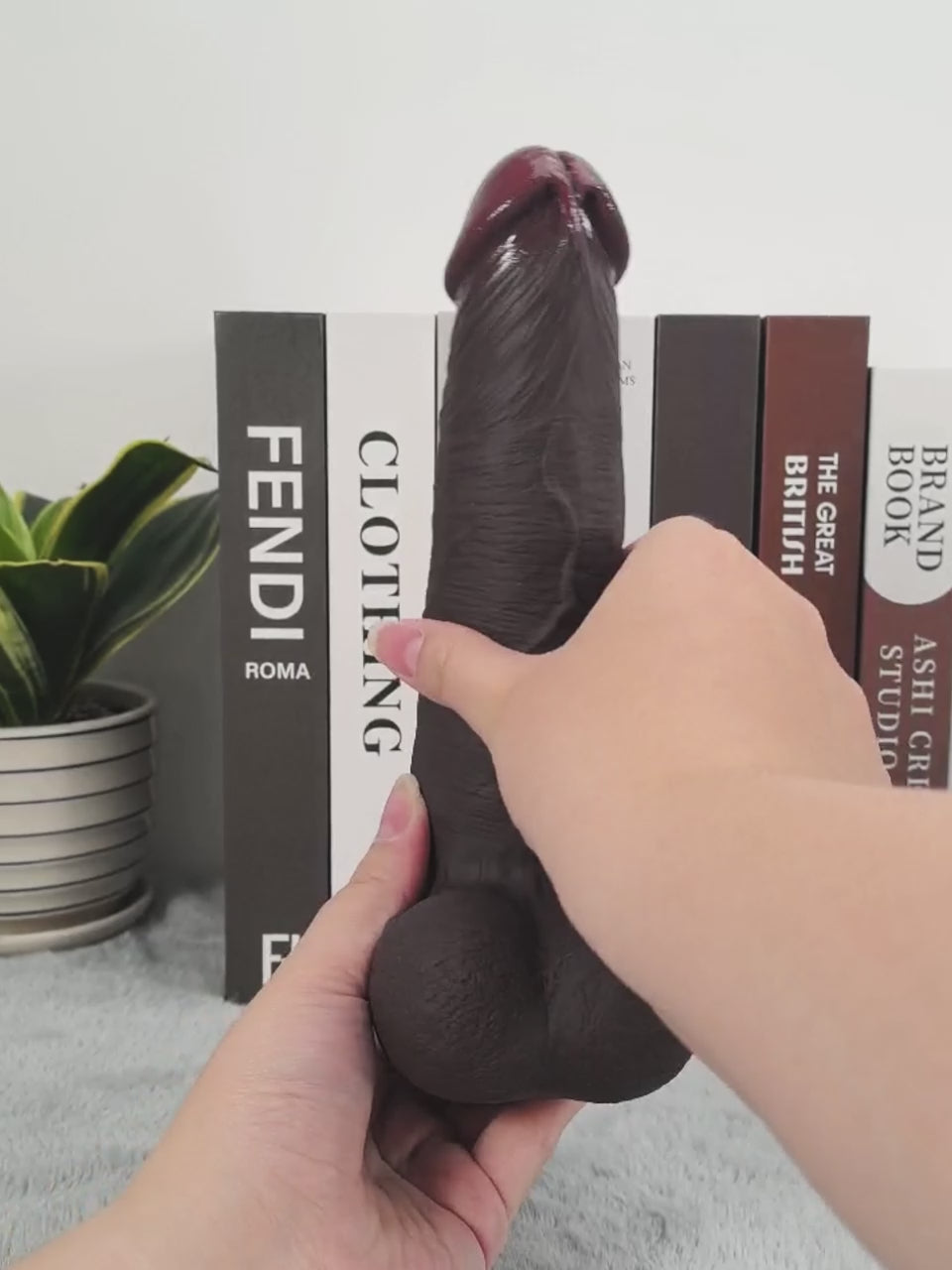 Joshua 9.2" x 2.2" Sliding Skin Black Dildo with Sculpted Glans