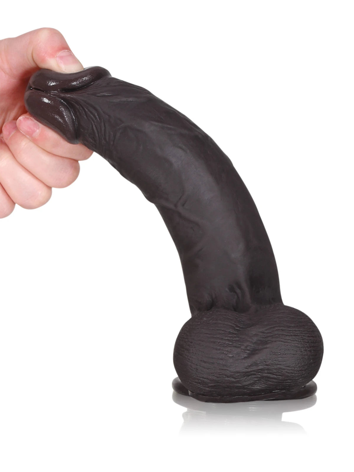 Billy 8.7" x 1.7" Sliding Skin Black Dildo with Moving Balls and Realistic Foreskin